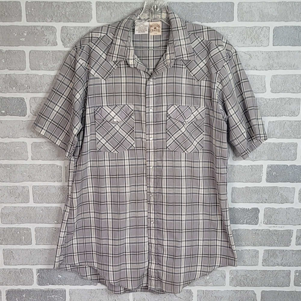 Western Frontier Vintage Pearl Snap Shirt Men's Size L